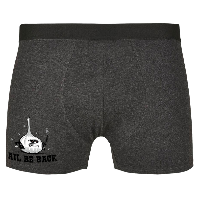Caleçon boxer homme gris anthracite Ail Be Back (Ted Boundy,Fruits & Légumes,Humour)