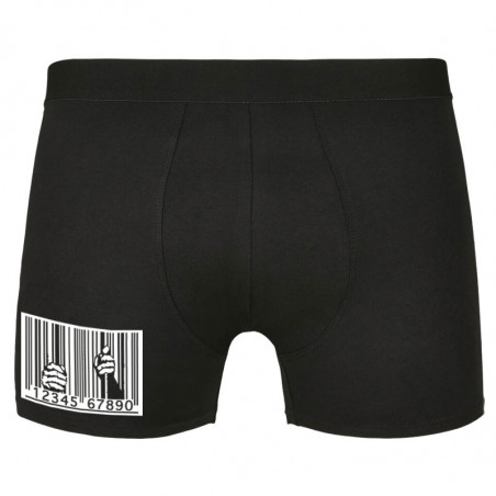 Caleçon boxer homme noir Code barre prison (Slogans engagés)