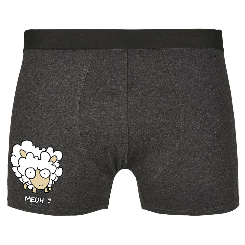 Caleçon boxer homme gris anthracite Meuh (Animaux)