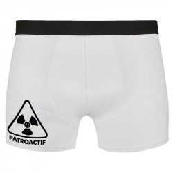 Caleçon boxer homme blanc Patroactif (Humour,Slogans Débiles,Paresse)