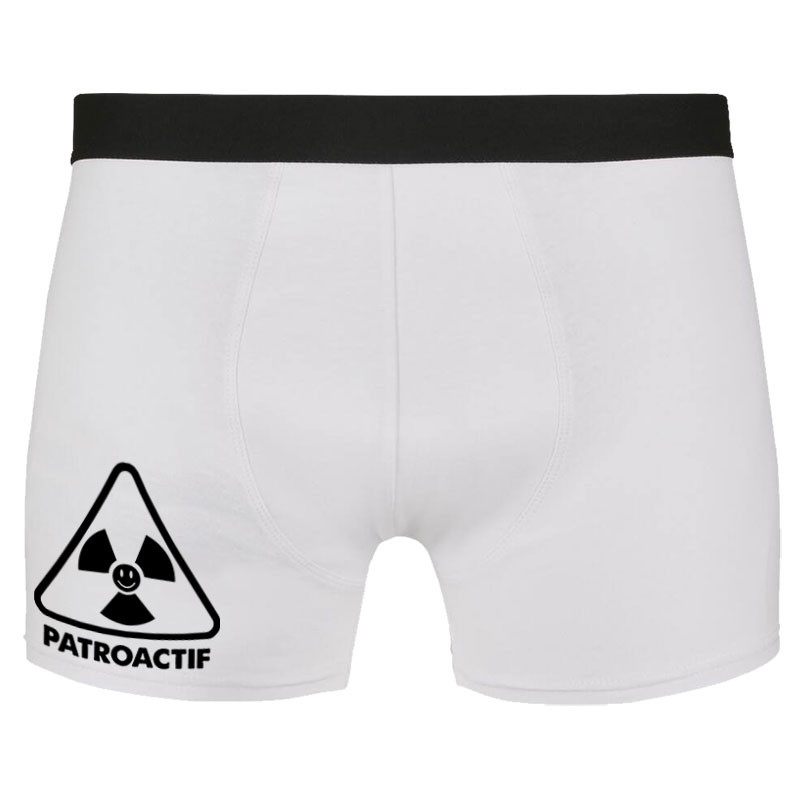 Caleçon boxer homme blanc Patroactif (Humour,Slogans Débiles,Paresse)