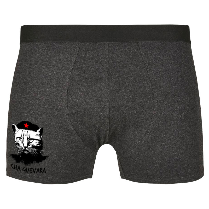 Caleçon boxer homme gris anthracite Cha Guevara (Animaux,Humour,Chats,Les Bébêtes)
