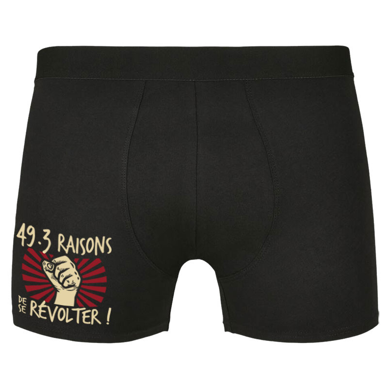 Caleçon boxer homme noir 49-3 raisons de se révolter (Gondrax,Slogans engagés)