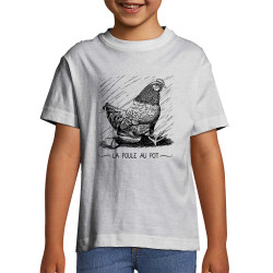 T-shirt enfant blanc La poule au pot (Gondrax,Les Bébêtes,Humour,Animaux)