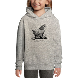 Sweat enfant à capuche gris chiné La poule au pot (Gondrax,Les Bébêtes,Humour,Animaux)