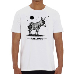 T-shirt homme coton bio blanc Âne Solo (Gondrax,Les Bébêtes,Humour,Animaux,Star Wars)