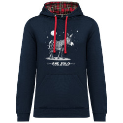 Sweat capuche à motifs unisexe bleu marine et rouge tartan Âne Solo (Gondrax,Les Bébêtes,Humour,Animaux,Star Wars)