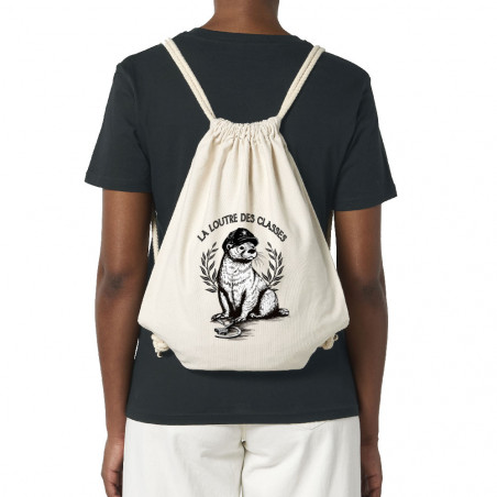 Sac à dos en toile recyclée naturel La loutre des classes (Gondrax,Les Bébêtes,Animaux,Humour)