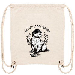 Sac à dos en toile recyclée naturel La loutre des classes (Gondrax,Les Bébêtes,Animaux,Humour)