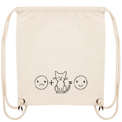Sac à dos en toile recyclée naturel Chat plus smiley (Gondrax,Slogans Débiles,Chats,Animaux)