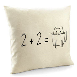 Coussin naturel 2 plus 2 égale Cat (Gondrax,Chats,Animaux,Humour,Devoirs de vacances)