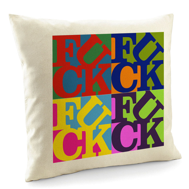 Coussin naturel Fuck (Love) Warhol (Gondrax,Slogans Débiles,Musée)