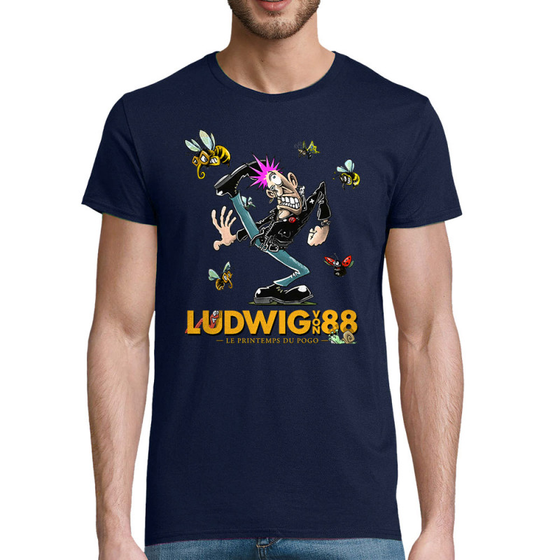 T-shirt homme coton bio bleu marine Le printemps du pogo 2 (Ludwig Von 88,Laul)