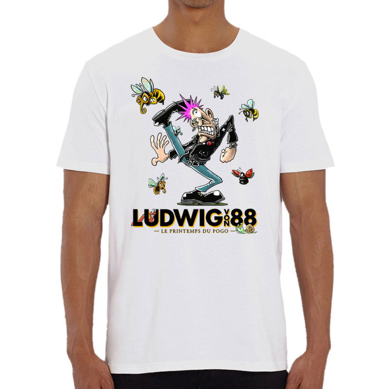 T-shirt homme coton bio blanc Le printemps du pogo 2 (Ludwig Von 88,Laul)