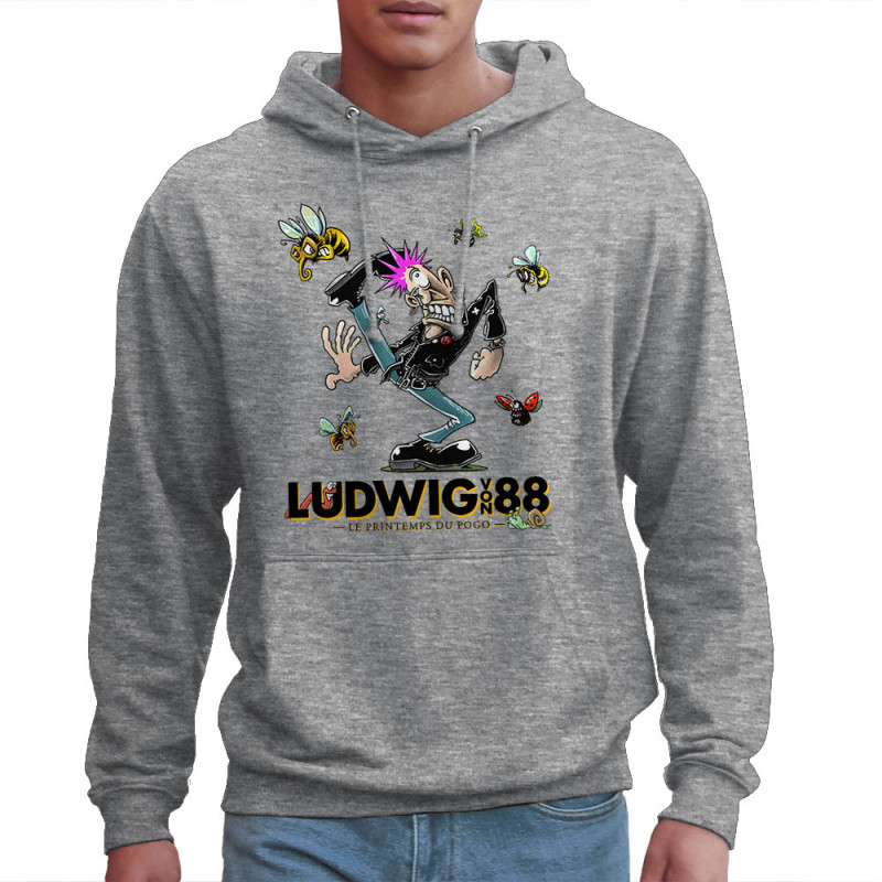 Sweat homme à capuche gris chiné Le printemps du pogo 2 (Ludwig Von 88,Laul)
