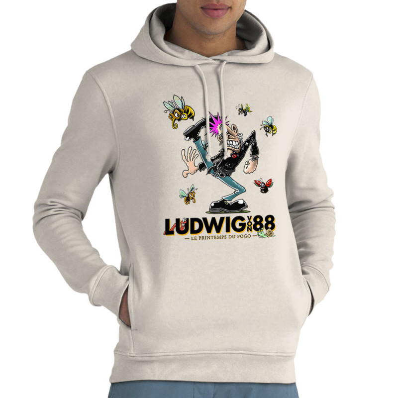 Sweat homme à capuche coton bio naturel Le printemps du pogo 2 (Ludwig Von 88,Laul)