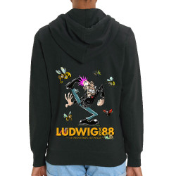 Sweat femme zippé à capuche coton bio noir Le printemps du pogo 2 (Ludwig Von 88,Laul)