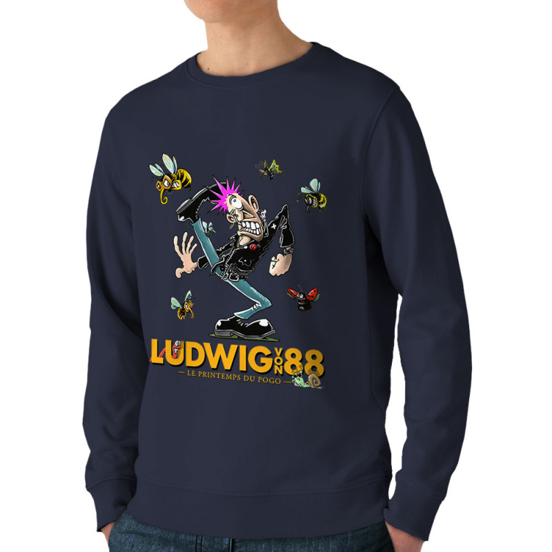 Sweat homme bio col rond bleu marine Le printemps du pogo 2 (Ludwig Von 88,Laul)