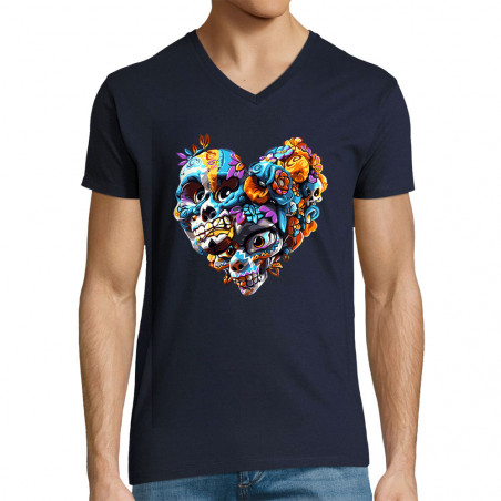 T-shirt homme col V "Heart...