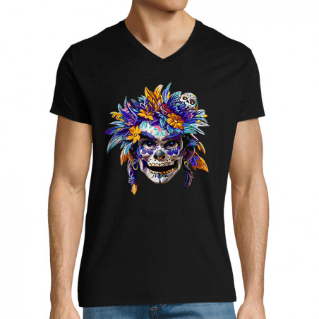 T-shirt homme col V "Skull...