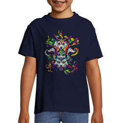 T-shirt enfant bleu marine Animals Totem (Zewa,Ethnique,Animaux)