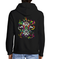 Sweat homme à capuche zippé noir Animals Totem (Zewa,Ethnique,Animaux)