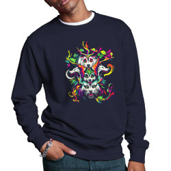 Sweat homme col rond bleu marine Animals Totem (Zewa,Ethnique,Animaux)