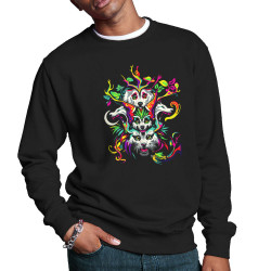 Sweat homme col rond noir Animals Totem (Zewa,Ethnique,Animaux)