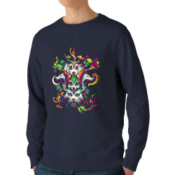 Sweat homme bio col rond bleu marine Animals Totem (Zewa,Ethnique,Animaux)