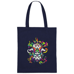 Sac shopping en toile bleu marine Animals Totem (Zewa,Ethnique,Animaux)