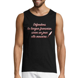 Débardeur homme noir Défendons la langue française (Gondrax,Humour,Slogans Débiles)