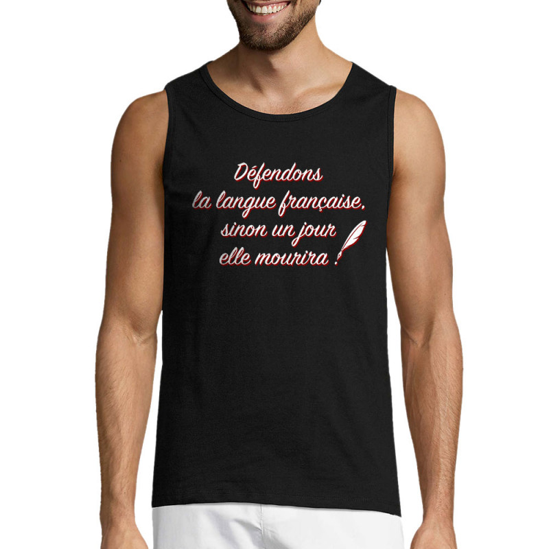 Débardeur homme noir Défendons la langue française (Gondrax,Humour,Slogans Débiles)