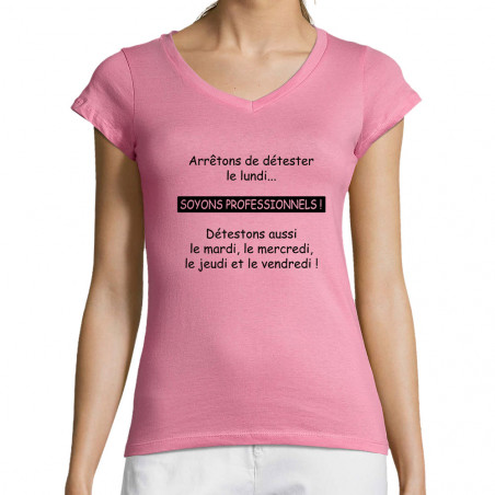 T-shirt femme col V "Soyons...