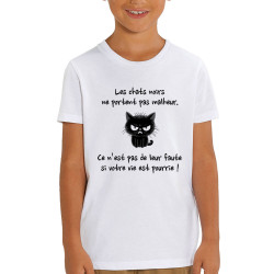 T-shirt enfant coton bio blanc Chats noirs (Gondrax,Animaux,Chats,Humour)