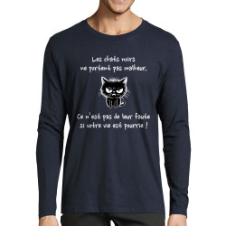 T-shirt homme manches longues bleu marine Chats noirs (Gondrax,Animaux,Chats,Humour)