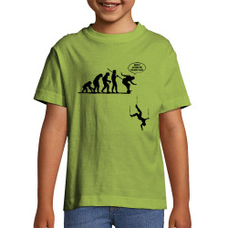 T-shirt enfant vert pomme la terre est vraiment plate (Gondrax,Evolution,Humour)
