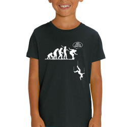 T-shirt enfant coton bio noir la terre est vraiment plate (Gondrax,Evolution,Humour)