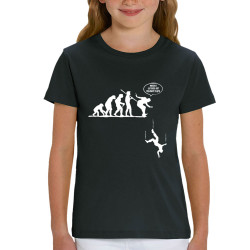 T-shirt enfant coton bio noir la terre est vraiment plate (Gondrax,Evolution,Humour)