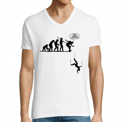 T-shirt homme col V blanc la terre est vraiment plate (Gondrax,Evolution,Humour)
