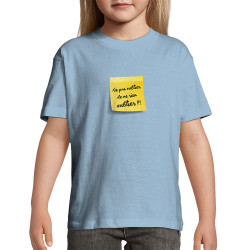 T-shirt enfant bleu ciel Post-it oublier (Gondrax,Humour)