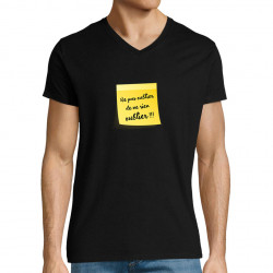 T-shirt homme col V noir Post-it oublier (Gondrax,Humour)
