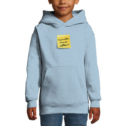Sweat enfant à capuche bleu ciel Post-it oublier (Gondrax,Humour)