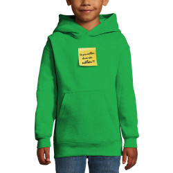 Sweat enfant à capuche vert prairie Post-it oublier (Gondrax,Humour)