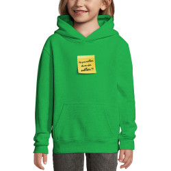 Sweat enfant à capuche vert prairie Post-it oublier (Gondrax,Humour)