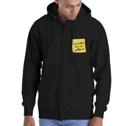 Sweat homme à capuche zippé noir Post-it oublier (Gondrax,Humour)