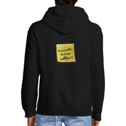 Sweat homme à capuche zippé noir Post-it oublier (Gondrax,Humour)