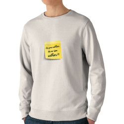 Sweat homme bio col rond naturel Post-it oublier (Gondrax,Humour)