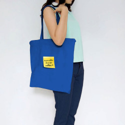 Sac shopping en toile bleu royal Post-it oublier (Gondrax,Humour)