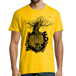 Tee-shirt homme jaune No Nature No Future (Gondrax,Ecologie,Slogans engagés,Têtes de morts)