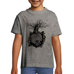 T-shirt enfant gris chiné No Nature No Future (Gondrax,Ecologie,Slogans engagés,Têtes de morts)